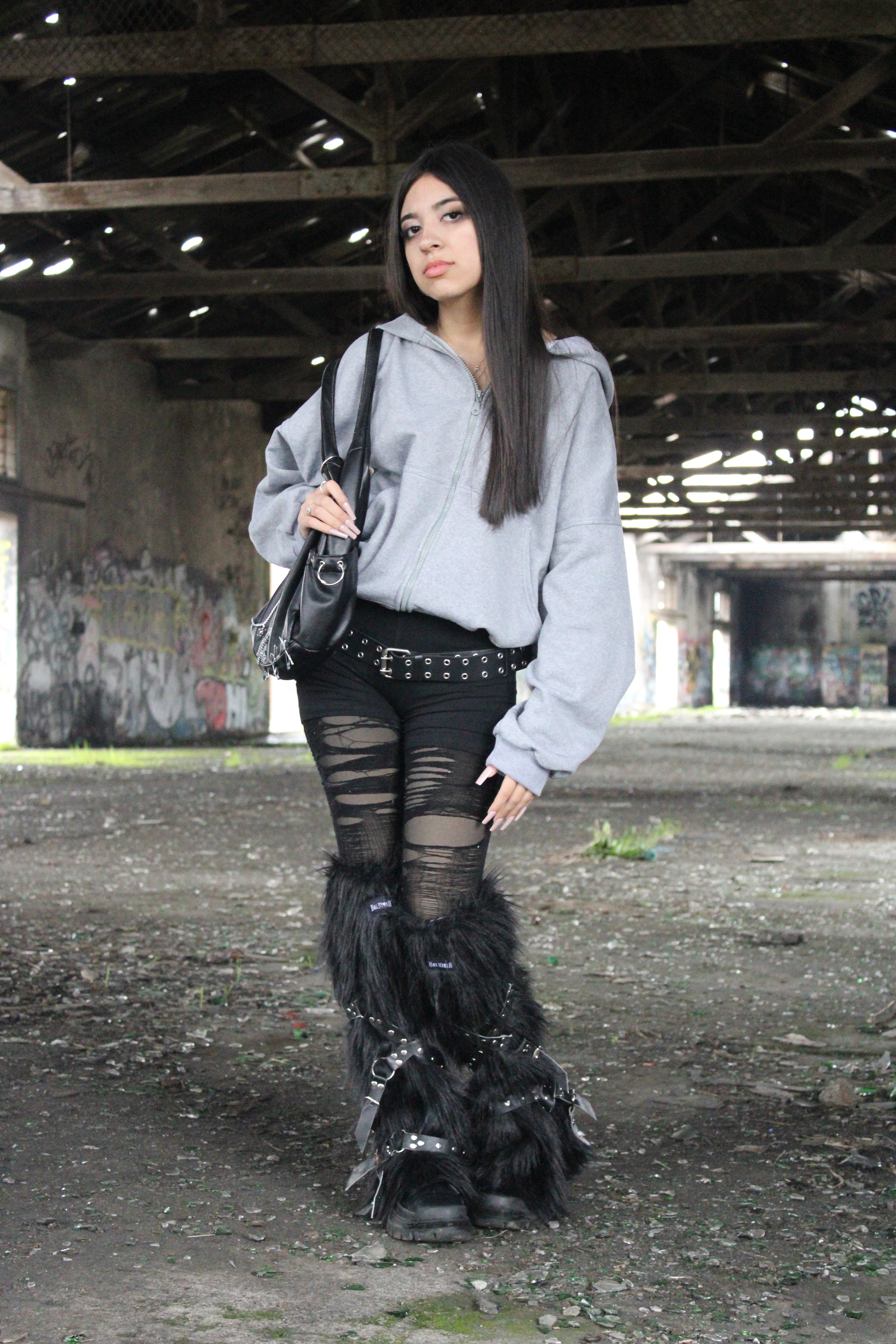 HODDIE BOXYFIT ZIPPER GRIS