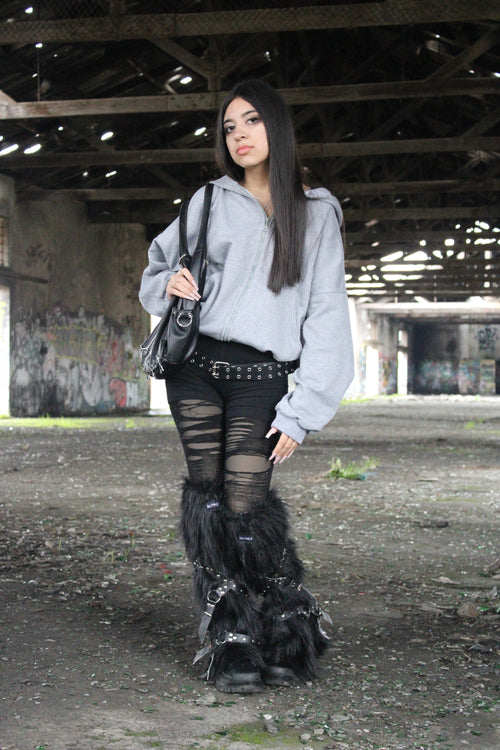 HODDIE BOXYFIT ZIPPER GRIS