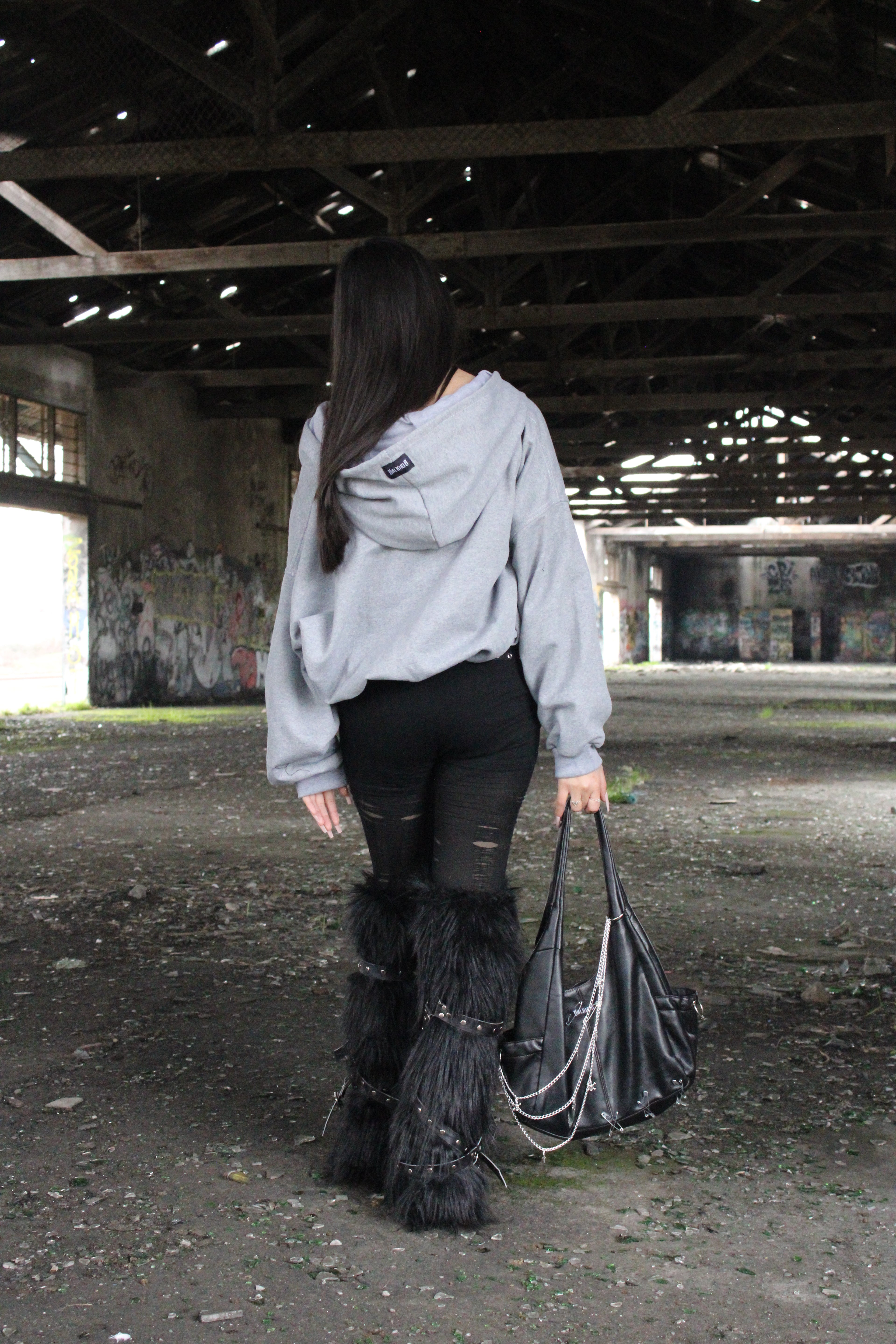 HODDIE BOXYFIT ZIPPER GRIS
