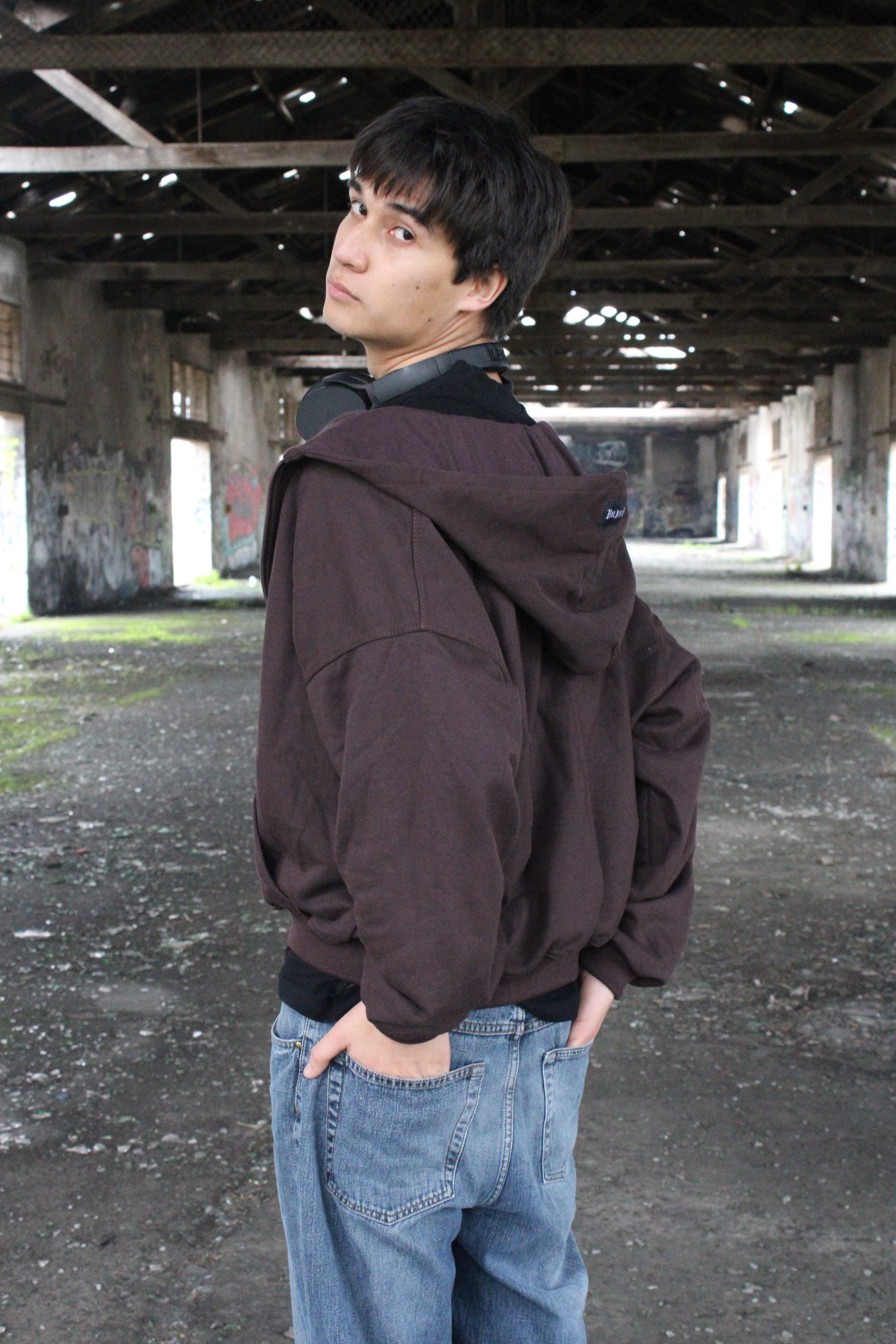 HODDIE BOXYFIT ZIPPER CAFÉ