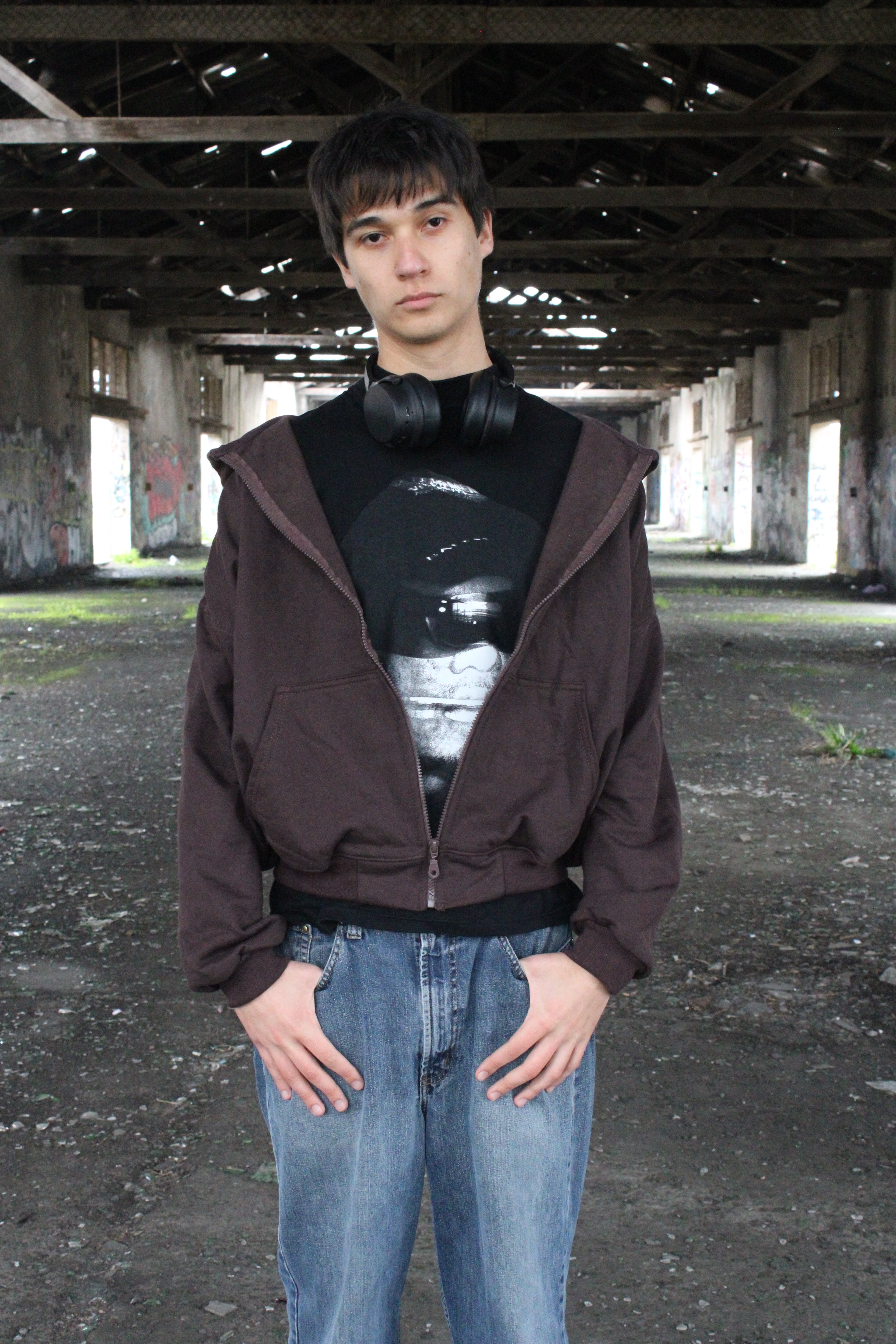 HODDIE BOXYFIT ZIPPER CAFÉ